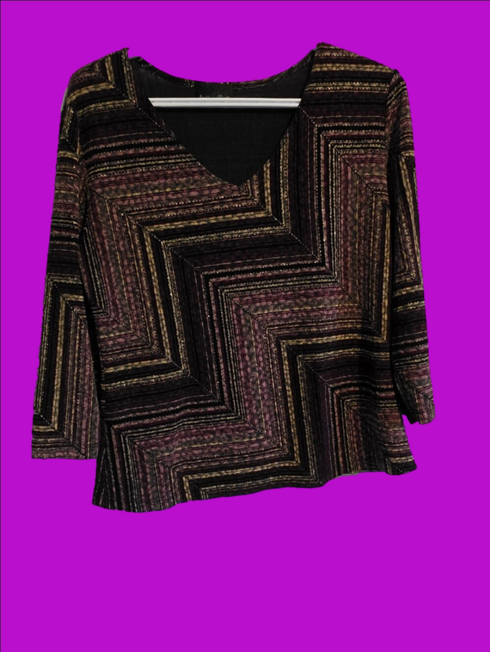 4/$67 Deal! Vintage Brittany Black Geometric Blouse